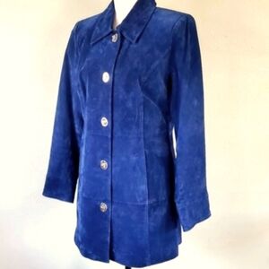DENNIS by DENNIS BASSO Blue Suede Leather Jacket Small (NWOT)